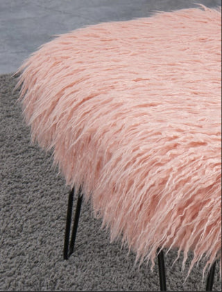 Isabella Faux Sheepskin Dressing Table Stool-Pink