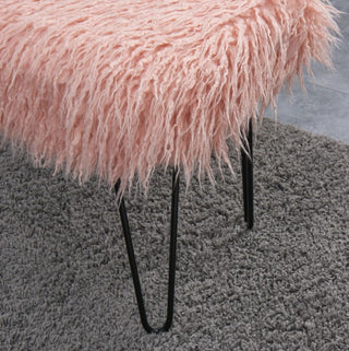 Isabella Faux Sheepskin Dressing Table Stool-Pink