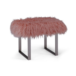 Isabella Heavy Shaggy Faux Sheepskin Bench-Pink