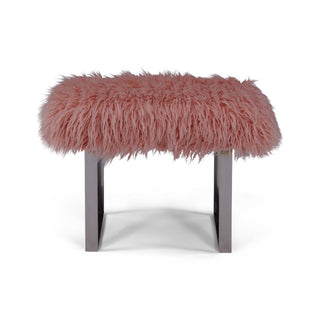 Isabella Heavy Shaggy Faux Sheepskin Bench-Pink