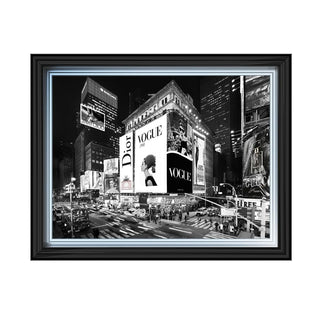 Times Square Black and White Black and Silver Frame 95x75cm