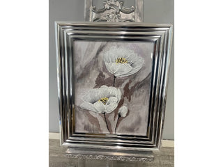 Two Stunning Flowers in Chrome Frame 65x55cm