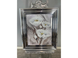 Three Stunning Flowers in Chrome Frame 65x55cm