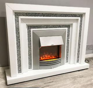 Diamond Sparkle White Grand Fireplace