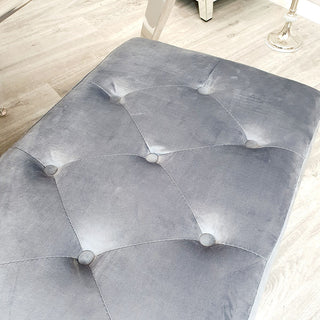 150cm Asmara Velvet Dining Bench in Light Grey