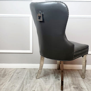 Mayfair Leather Dining ChairsPlain Back/Square Knocker