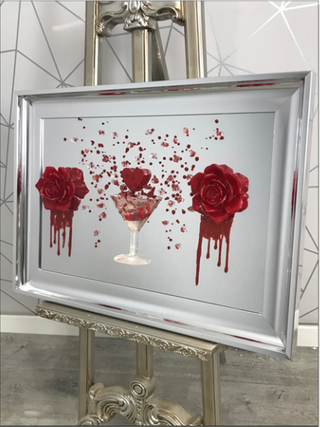 3d Rose Wine Glass Red Drip 75x55cm